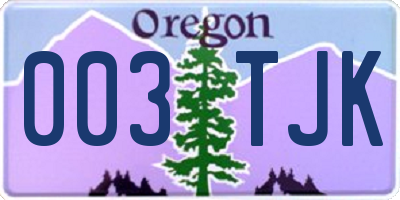 OR license plate 003TJK