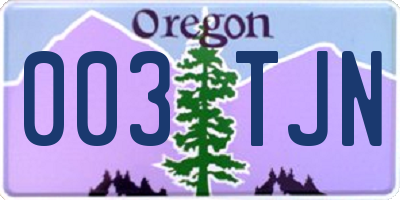OR license plate 003TJN