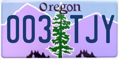 OR license plate 003TJY