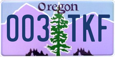 OR license plate 003TKF
