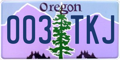 OR license plate 003TKJ