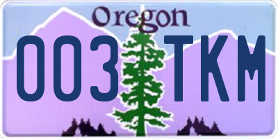 OR license plate 003TKM