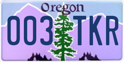 OR license plate 003TKR