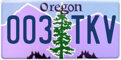 OR license plate 003TKV
