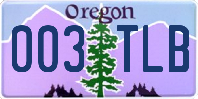 OR license plate 003TLB