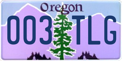 OR license plate 003TLG