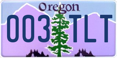 OR license plate 003TLT