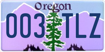 OR license plate 003TLZ