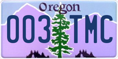 OR license plate 003TMC