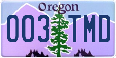 OR license plate 003TMD