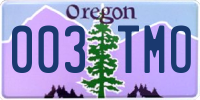 OR license plate 003TMO