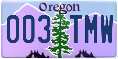 OR license plate 003TMW
