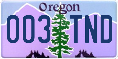 OR license plate 003TND