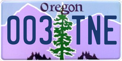 OR license plate 003TNE