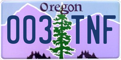 OR license plate 003TNF