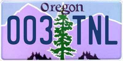 OR license plate 003TNL