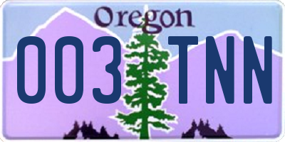 OR license plate 003TNN
