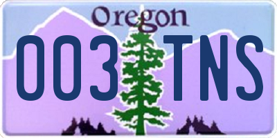 OR license plate 003TNS