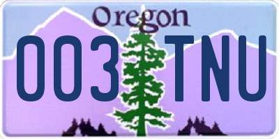 OR license plate 003TNU