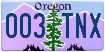 OR license plate 003TNX