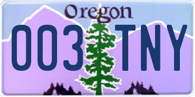 OR license plate 003TNY