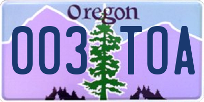 OR license plate 003TOA