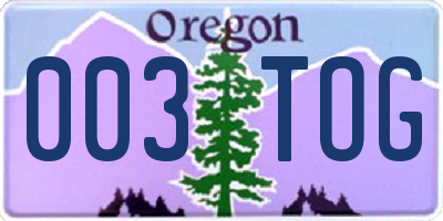 OR license plate 003TOG
