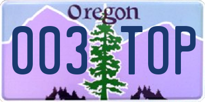 OR license plate 003TOP