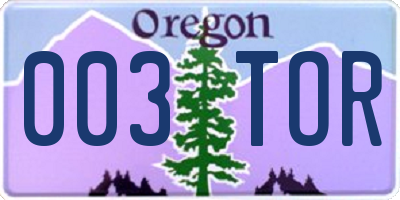 OR license plate 003TOR