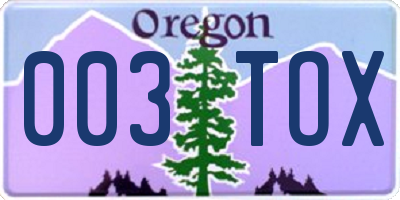 OR license plate 003TOX