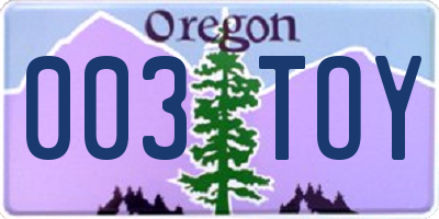 OR license plate 003TOY