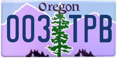 OR license plate 003TPB