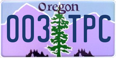 OR license plate 003TPC