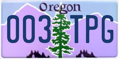 OR license plate 003TPG