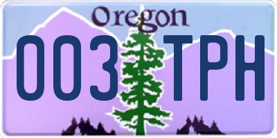 OR license plate 003TPH
