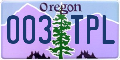 OR license plate 003TPL