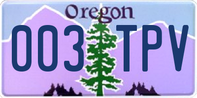OR license plate 003TPV