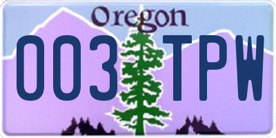 OR license plate 003TPW