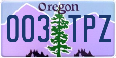 OR license plate 003TPZ