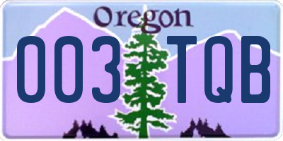 OR license plate 003TQB