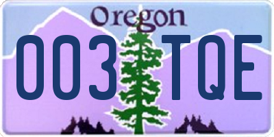 OR license plate 003TQE