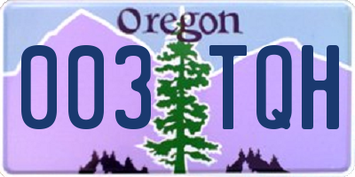 OR license plate 003TQH