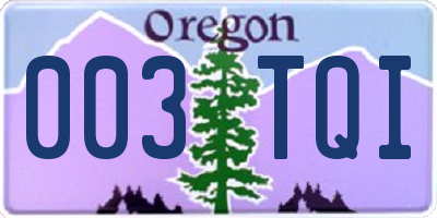 OR license plate 003TQI
