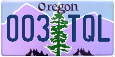 OR license plate 003TQL