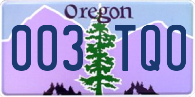 OR license plate 003TQO