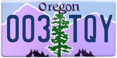 OR license plate 003TQY