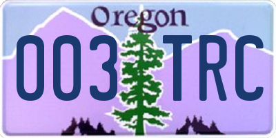 OR license plate 003TRC