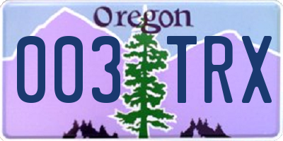 OR license plate 003TRX