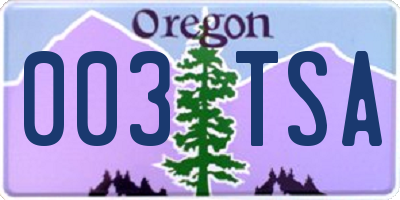 OR license plate 003TSA