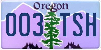 OR license plate 003TSH
